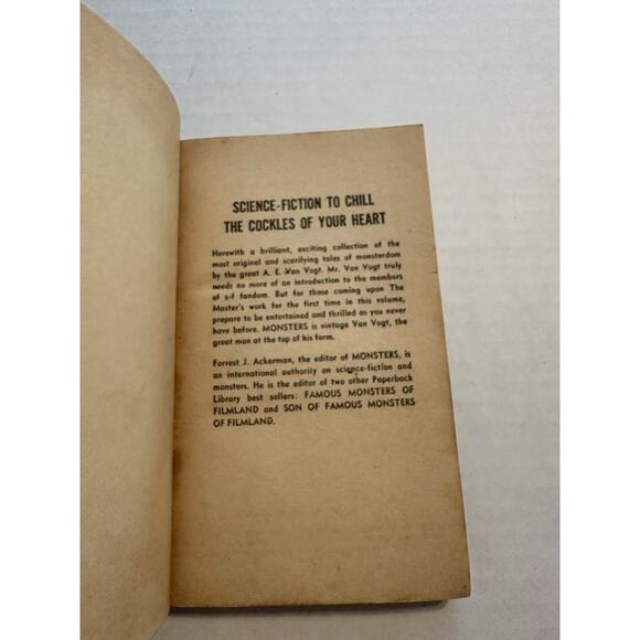 Science Fiction Monsters, A.E. Van Vogt pb/3rd print/1970/Paperback Library VTG - Picture 6 of 7